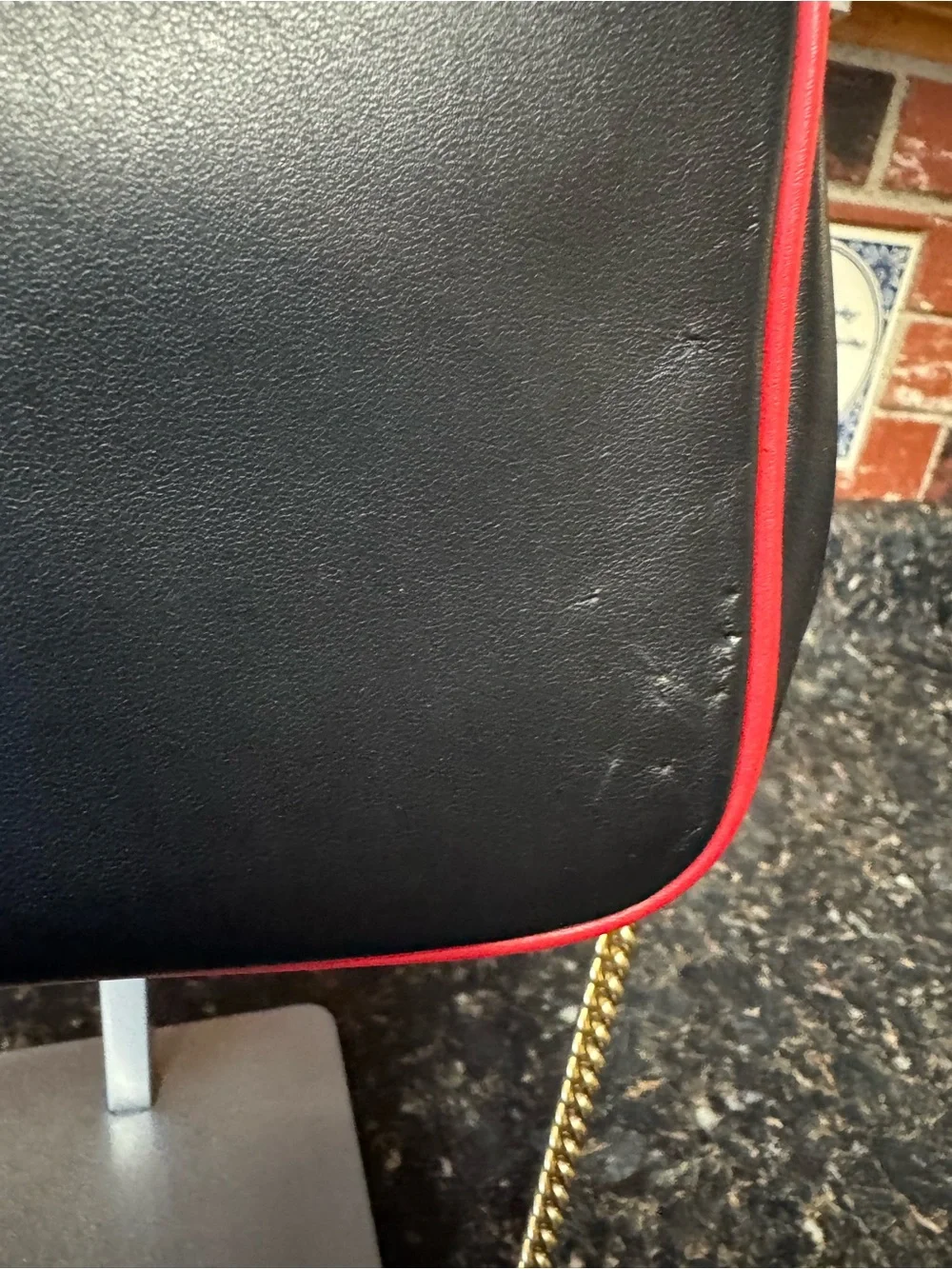 Coach Black Mini Bag with Yellow Ear Trim and Gold Chain